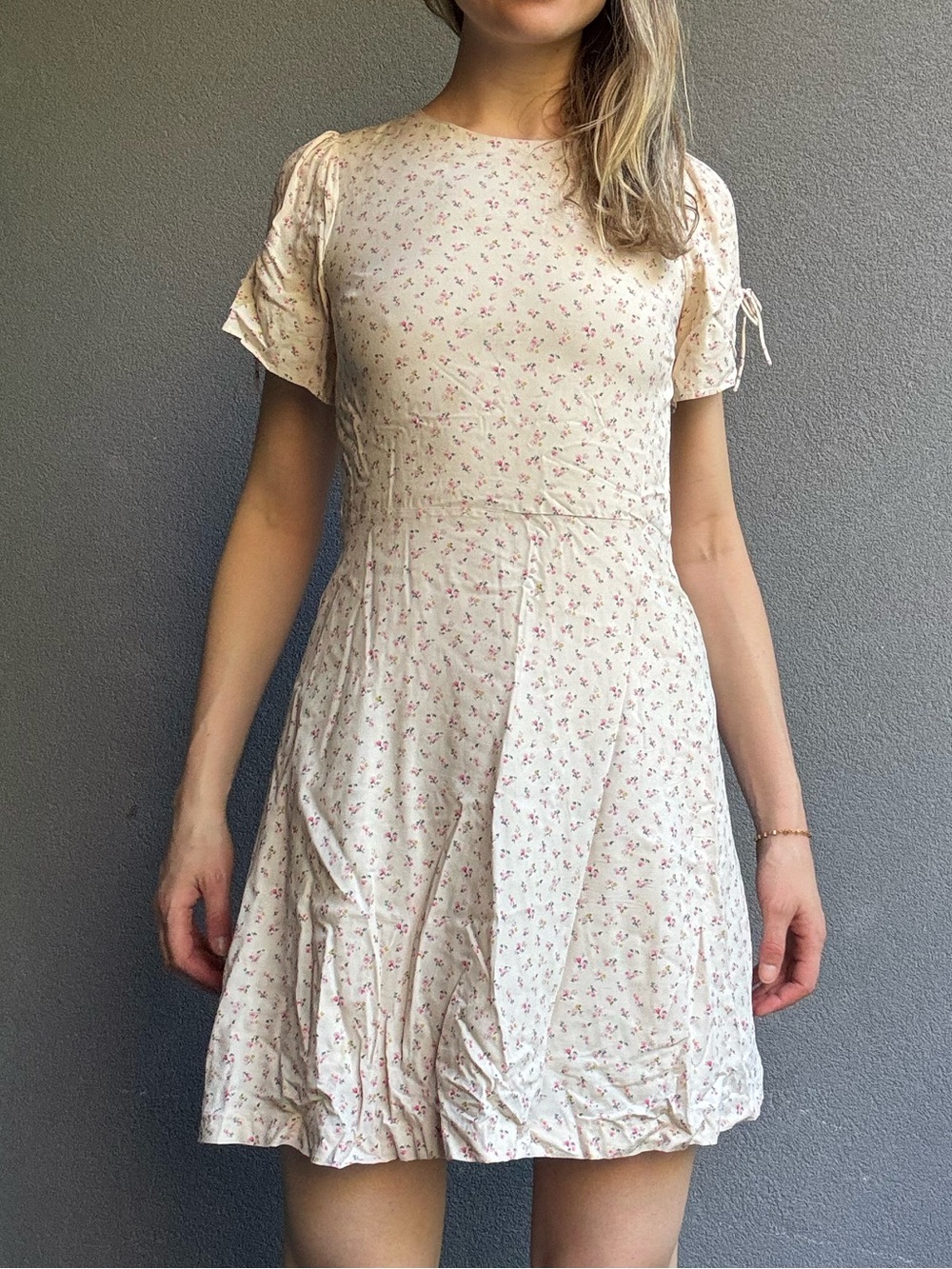 Madewell Cream Mini Dress with Tiny Floral Print - Size 0p